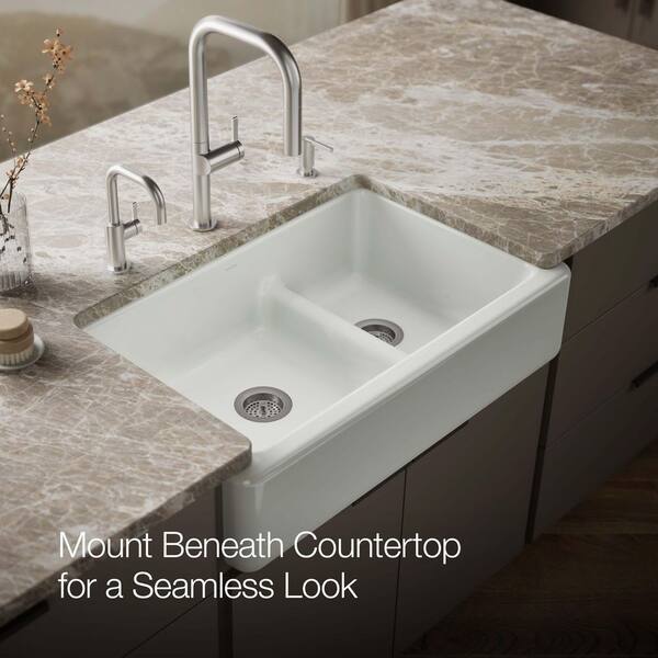 KOHLER Whitehaven Smart Divide Farmhouse Apron-Front Cast Iron 36