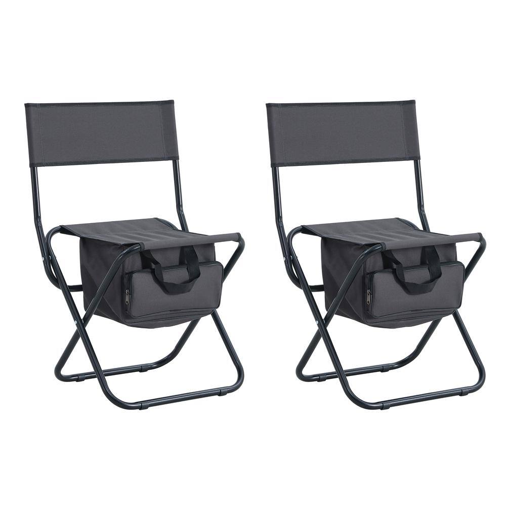 HOTEBIKE 3Piece Black/Gray Folding Outdoor Table and Chairs Set with Storage Bag for Indoor