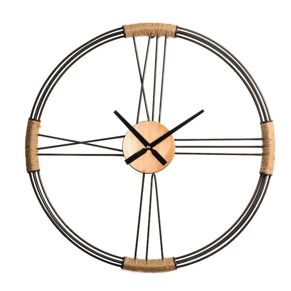 Glitzhome 31.90 in. D Oversized Modern Farmhouse Metal Wall Clock