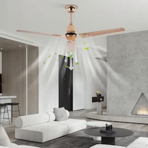 52 in. Indoor Gold Modern 6-Speed Ceiling Fan with Reversible Motor and Remote Control for Bedroom Living Room Kitchen