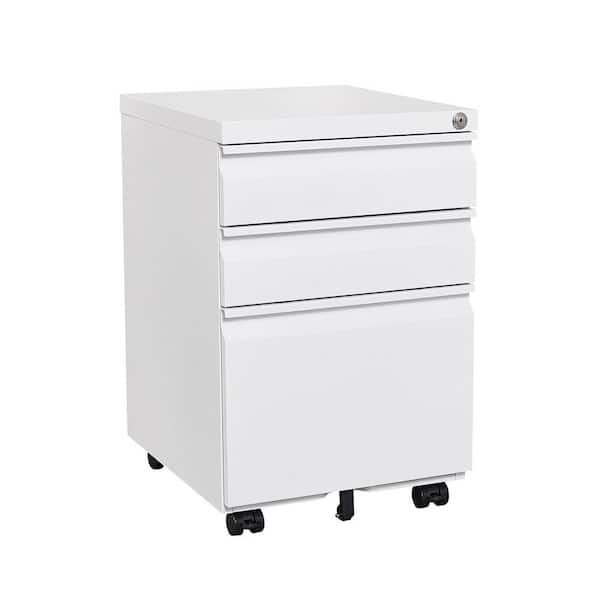 white file cabinet on wheels