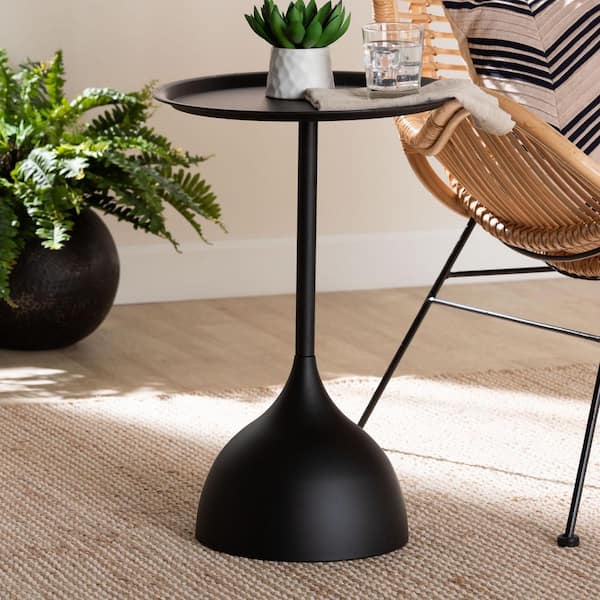 Webb 15.7 in. Black Round Metal End Table