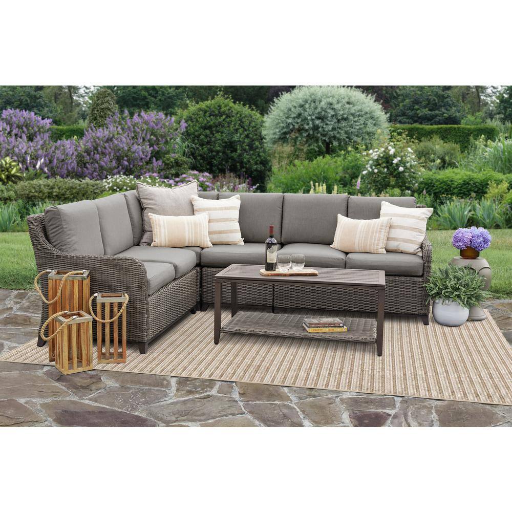 Mitchell 5-Piece Wicker Outdoor Sectional Seating Set with Gray Polyester Cushions price history on PriceWatchPro