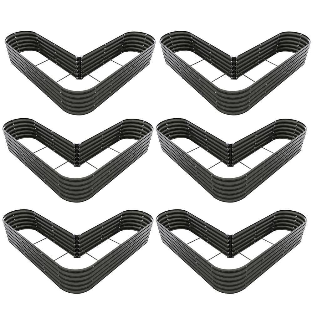 81 x 81 x 18 in. 6-Set Heart-Shaped Galvanized Steel Raised Garden Beds Pla