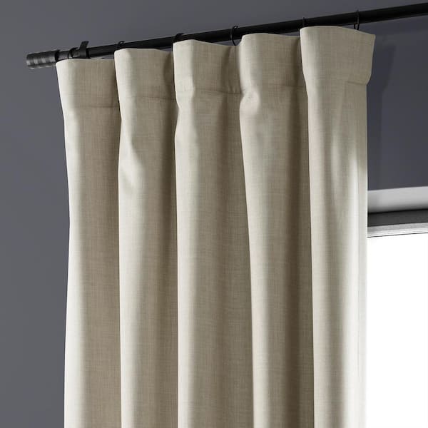 Light Beige Extra Wide Performance Linen Hotel Blackout Curtain