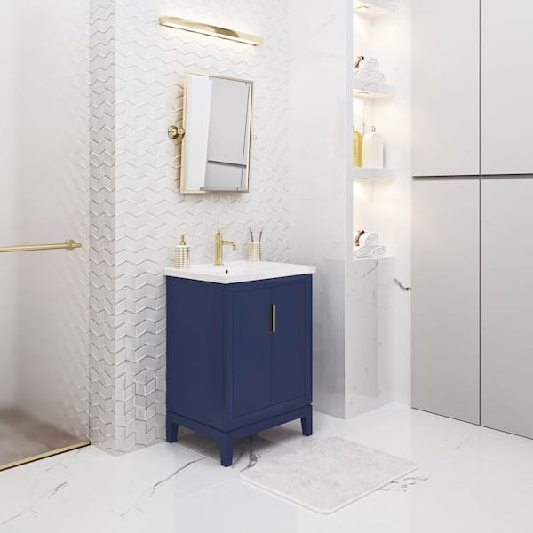 Elise 24.5 in. W x 18 in. D Bath Vanity in Monarch Blue with Ceramics Vanity Top in White with White Basin and Faucet