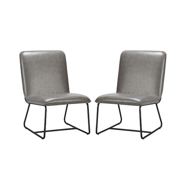 JAYDEN CREATION 0rorbia Comfy Accent Grey Side Chair with Metal Base (Set of 2)