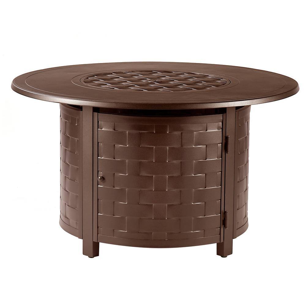 44 in. x 44 in. Brown Round Aluminum Propane Fire Pit Table with Glass Beads, 2 Covers, Lid, 55,000 BTUs price history on PriceWatchPro