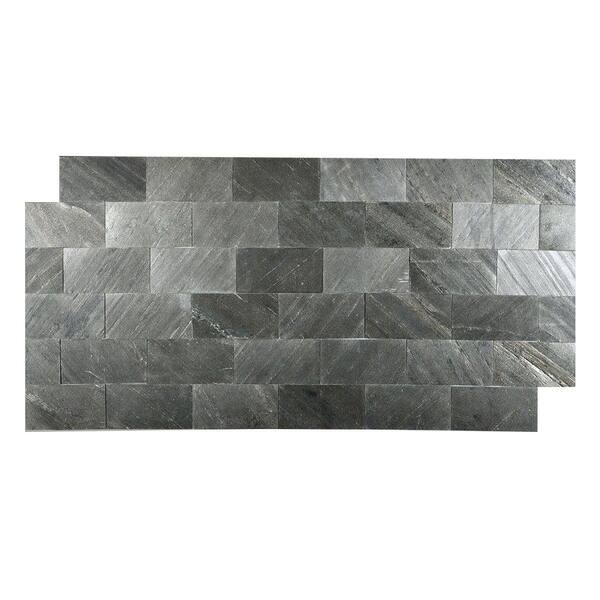 FastStone+ Black Line 3 in. x 6 in. Slate Peel and Stick Wall Tile (5 sq. ft. / pack)