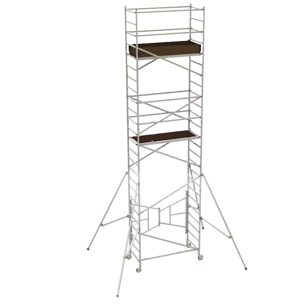 21 ft. x 5.4 ft. x 2.6 ft. Easy-Set Scaffold Tower with Guardrails and Outriggers with 800 lb. Load Capacity