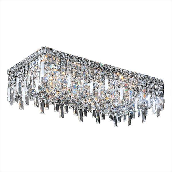 Worldwide Lighting Cascade Collection 6 Light Crystal and Chrome Ceiling Light