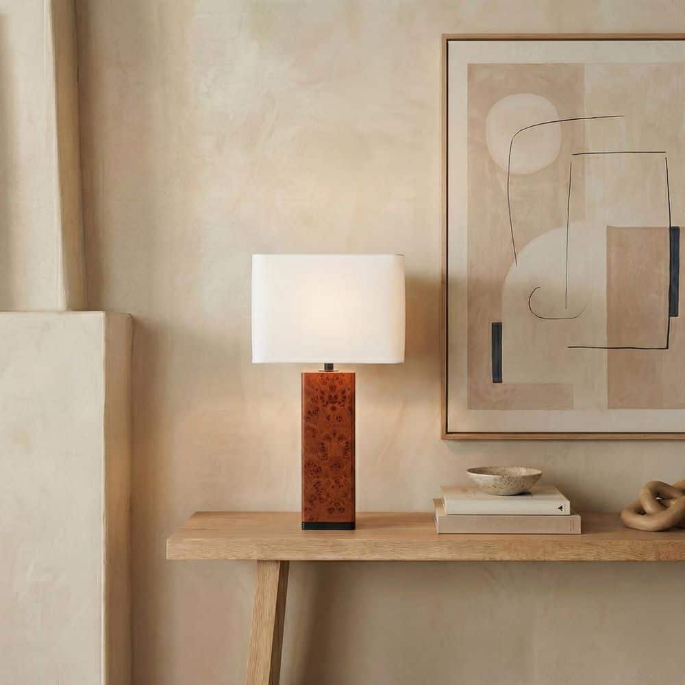 Elsee 26.5 in. Walnut Burl/White Table Lamp for Living Room price history on PriceWatchPro