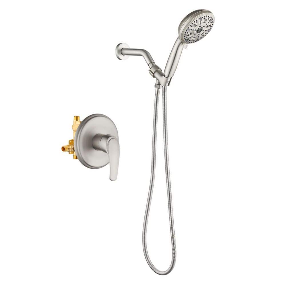 Rain Single Handle 10-Spray Shower Faucet Handheld Combo with Valve 1.8 GPM Adjustable shower Head in Nickel price history on PriceWatchPro