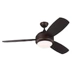 Discus Trio 52 in. Integrated LED Indoor/Outdoor Roman Bronze Ceiling Fan with Reversible Blades and Remote Control
