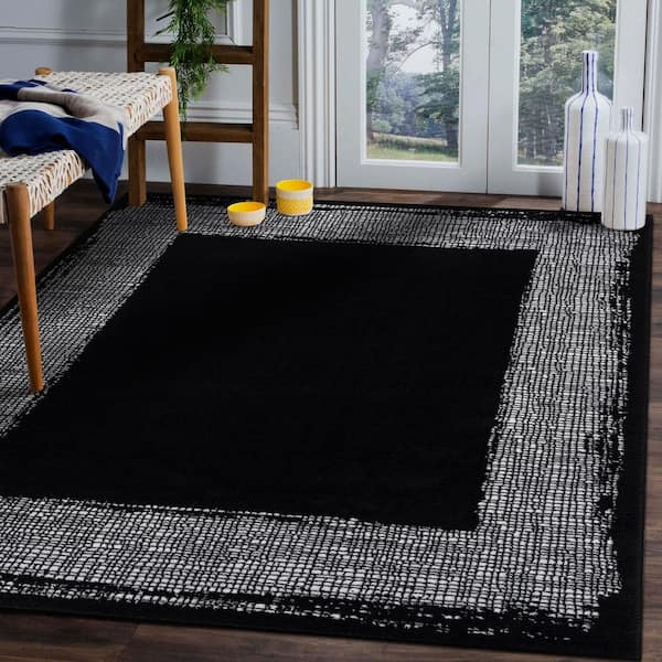 8 X 10 Black Cream Laguna Bordered Indoor Area Rug
