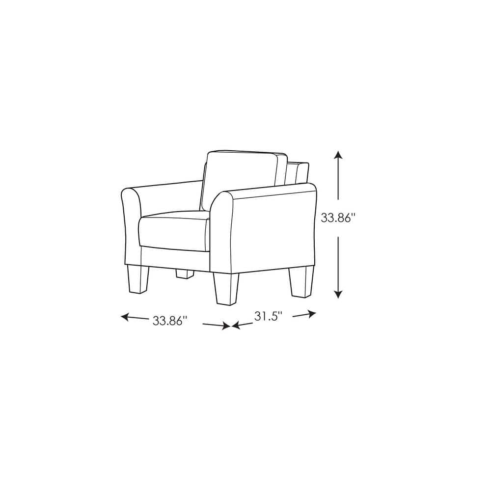 Mavrick Dark Grey Microfiber Wood Accent Chair with Rolled Arms