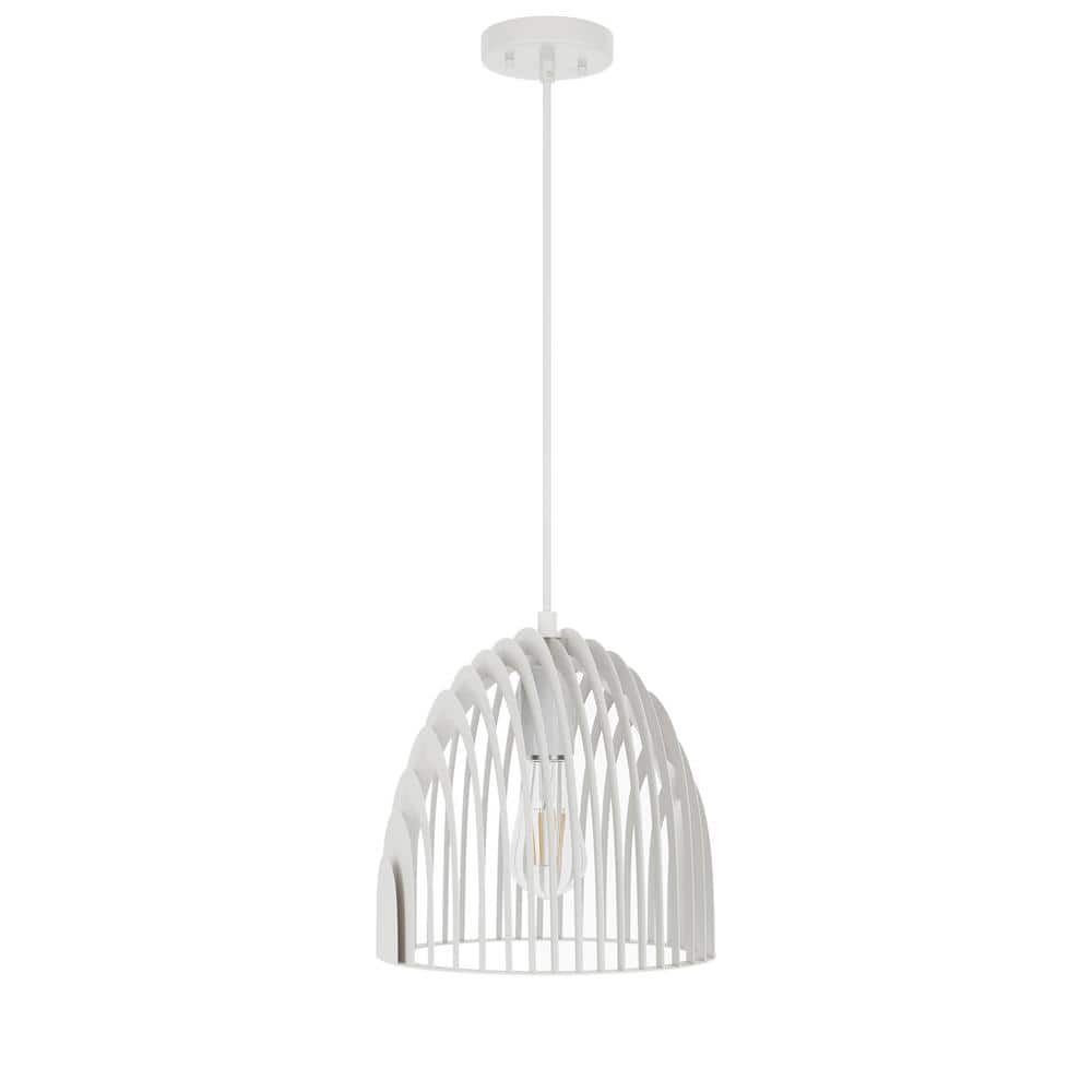 Modern 9.84 in. 1-Light Adjustable White Pendant Light Industrial Hanging L