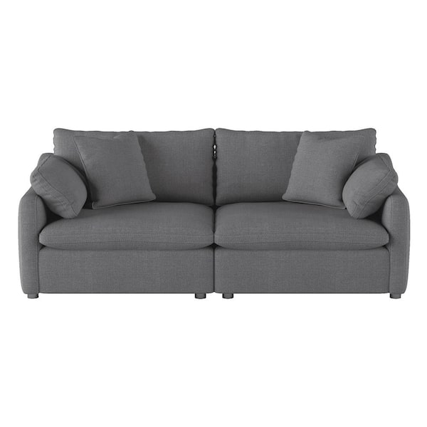 EVERGLADE HOME Denizen 84 in. Slope Arm Polyester Straight in Gray