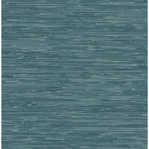 Natalie Teal Faux Grasscloth Paper Strippable Roll Wallpaper (Covers 56.4 sq. ft.)