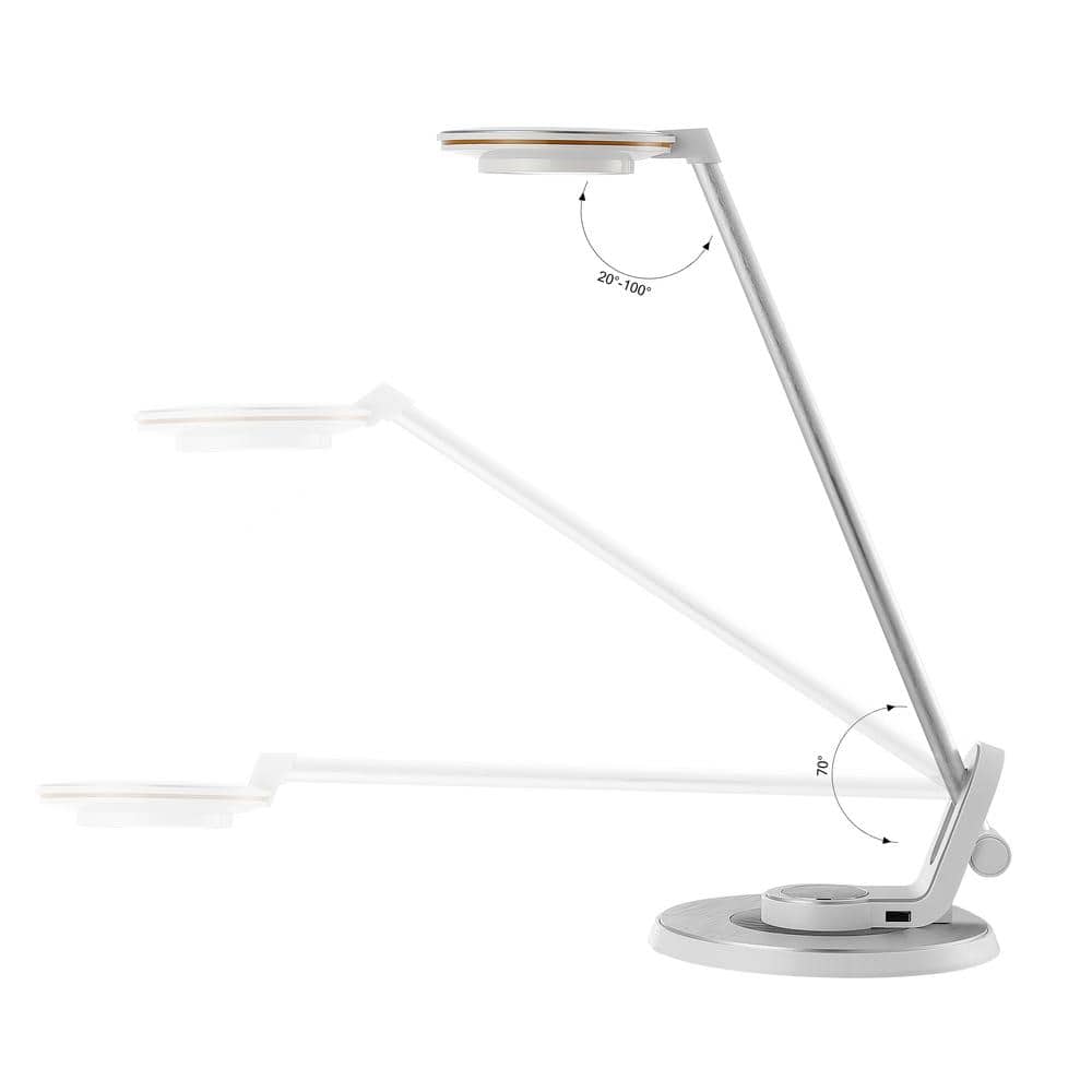 Dixon Silver Adjustable LED Task Lamp with USB Charging