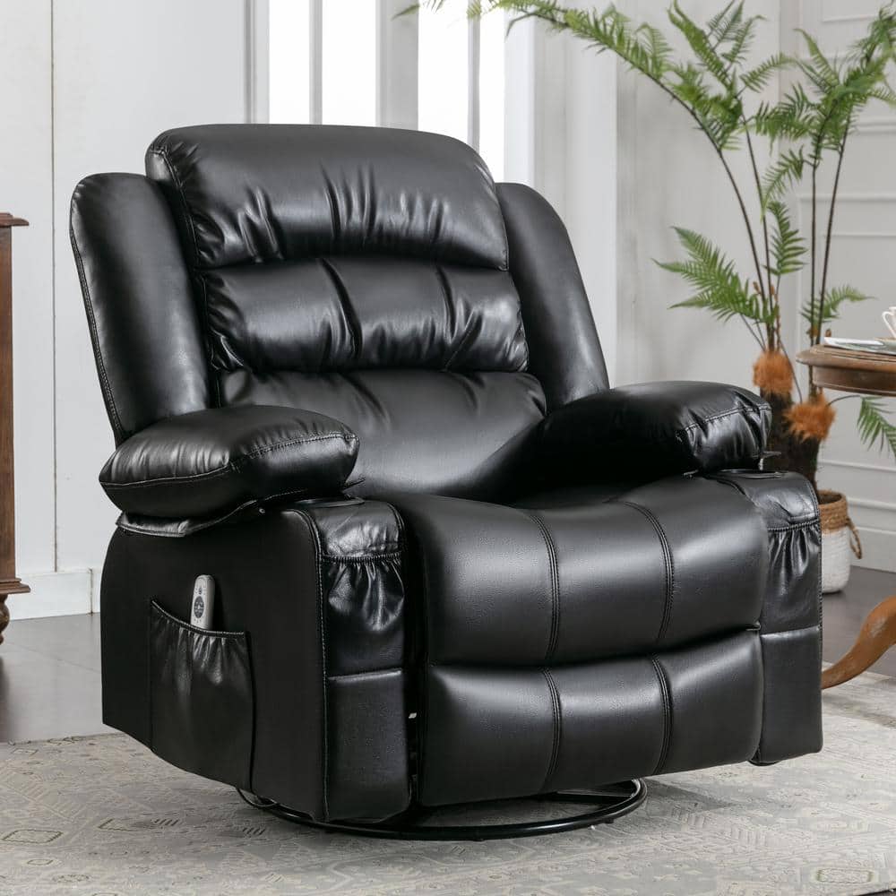 Boyel Living Black Massage Swivel Rocker Recliner Chair with