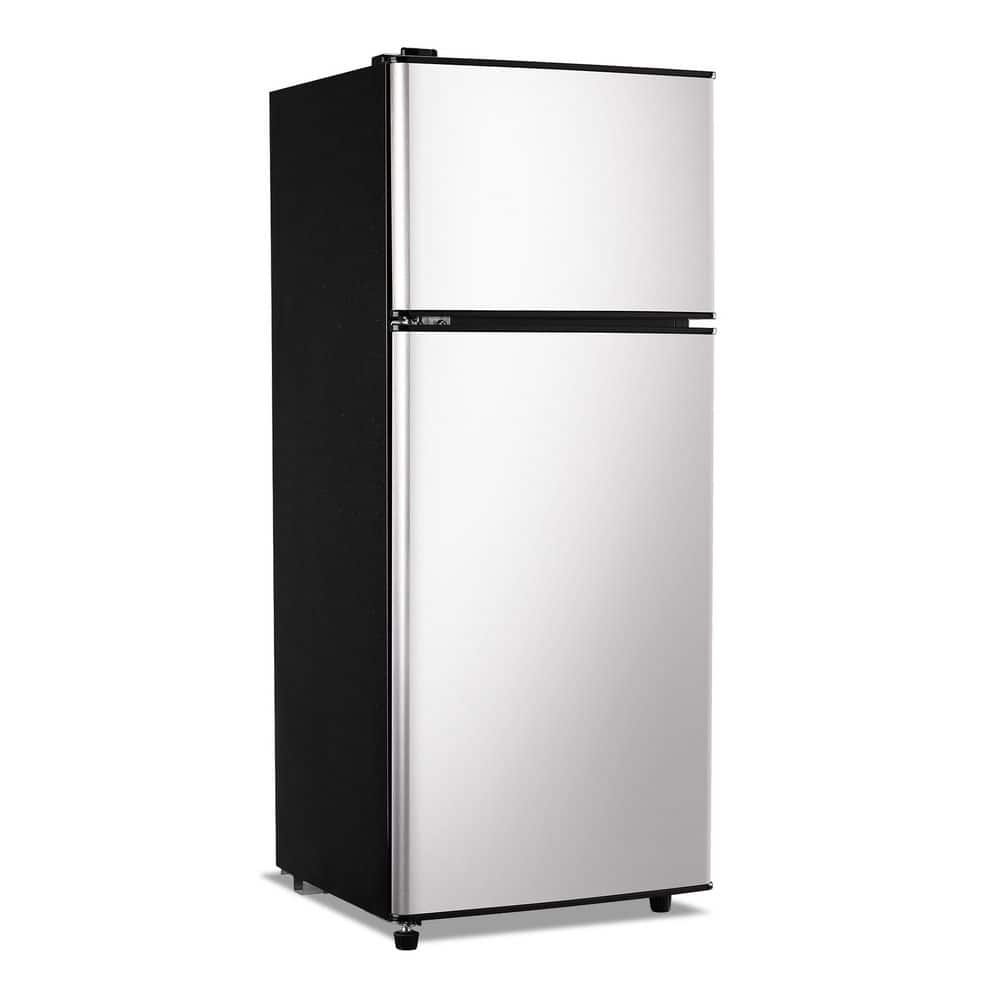 4 cu. ft. Compact Mini Refrigerator with 1.2 cu. ft. Top Door Freezer in Silver, 7-Level Temp Adjustable, Low Noise