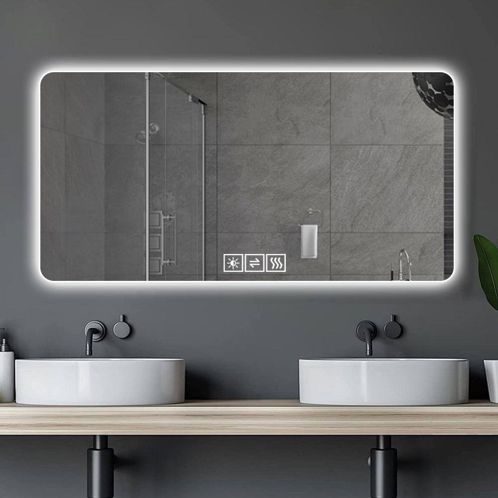 60 in. W x 28 in. H Rectangular Frameless Anti Fog Wall Mount LED Backlit A