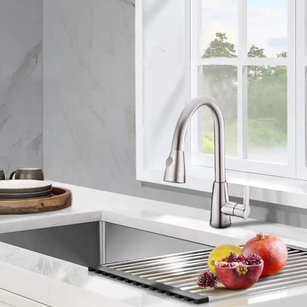 Maincraft Single Handle Pull Down Sprayer Kitchen Faucet in Brushed Nickel