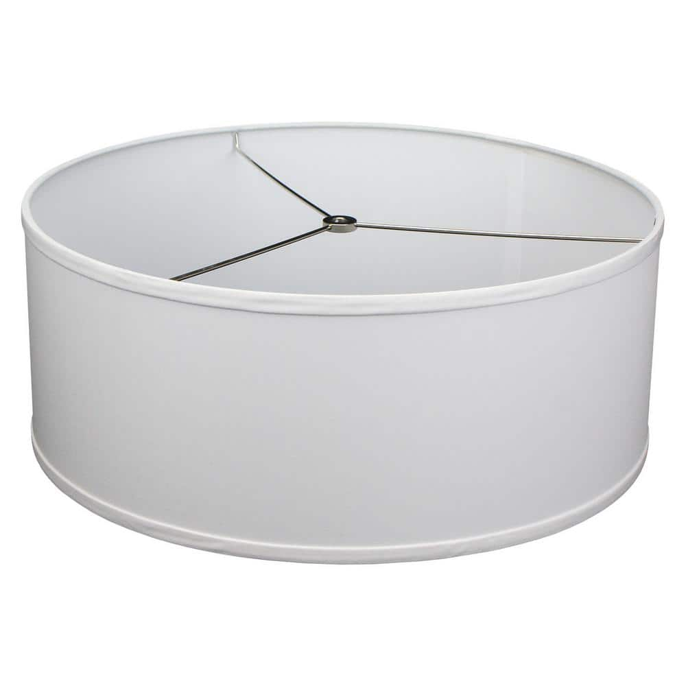 FenchelShades.com 18 in. Top Diameter x 18 in. Bottom Diameter x 7 in. H Linen White Drum Lamp Shade