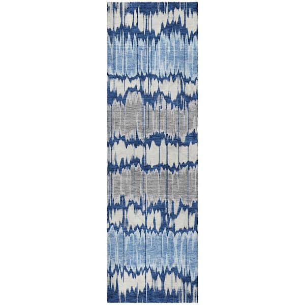 Dream Shag Premium Machine Washable Abstract ADS755 Navy 2 ft. x 7 ft. Runner Rug