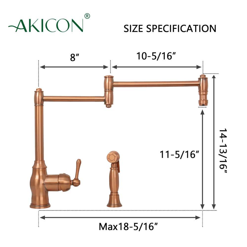 Brushed Copper Single Handle Pot Filler Faucet with Side Spray