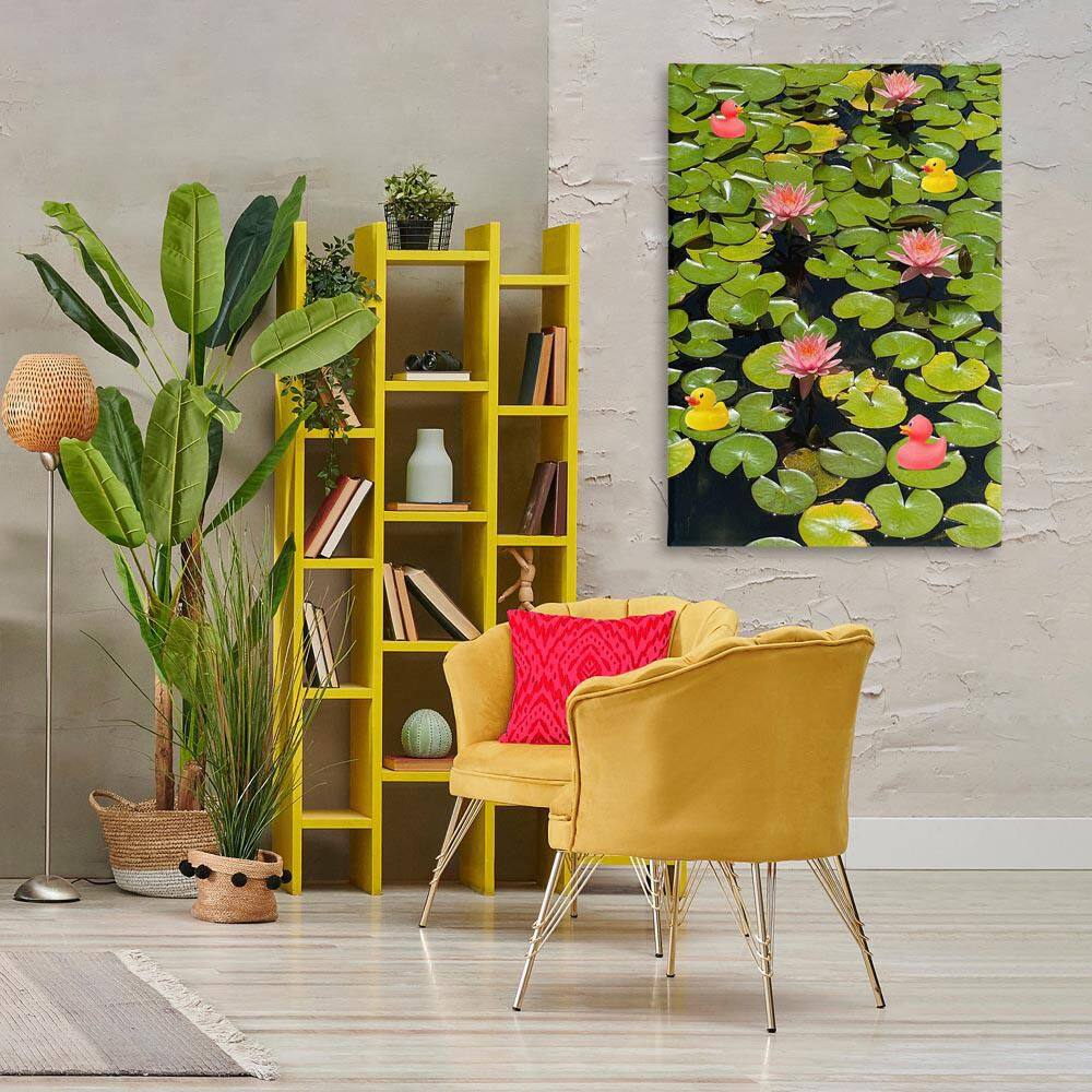 Rubber Ducks on Pond Lilies by Ashley Singleton Unframed Nature Graphic Art Print 45 in. x 30 in. price history on PriceWatchPro