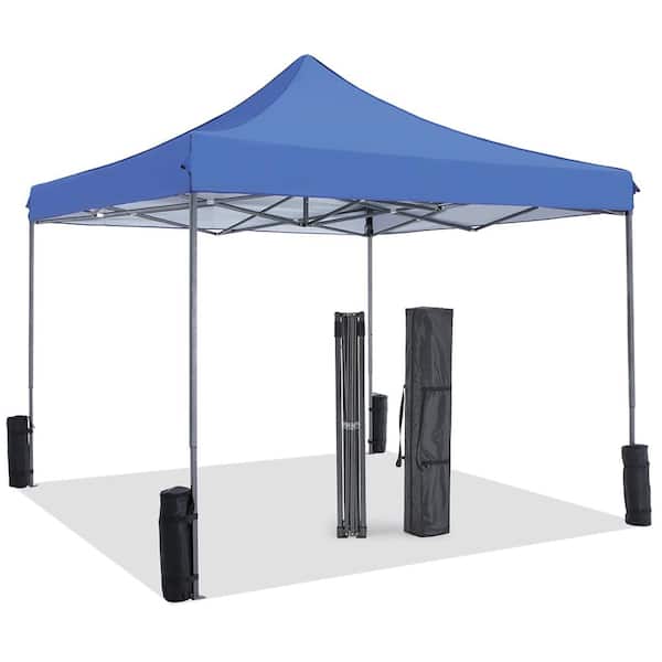 Unbranded 10 ft. x 10 ft. Pop Up Canopy Tent Easy Setup Outdoor Shade Instant Portable for Parties Camping Beach, Blue
