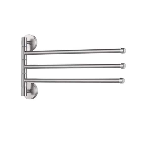 180° Rotation 3-Bar Wall Mounted Towel Rack in Brushed Nickel