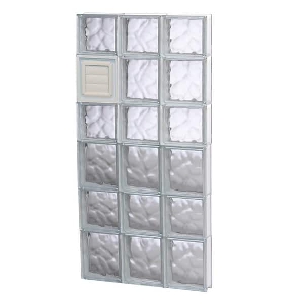 Clearly Secure 17.25 in. x 40.5 in. x 3.125 in. Frameless Wave Pattern Glass Block Window with Dryer Vent