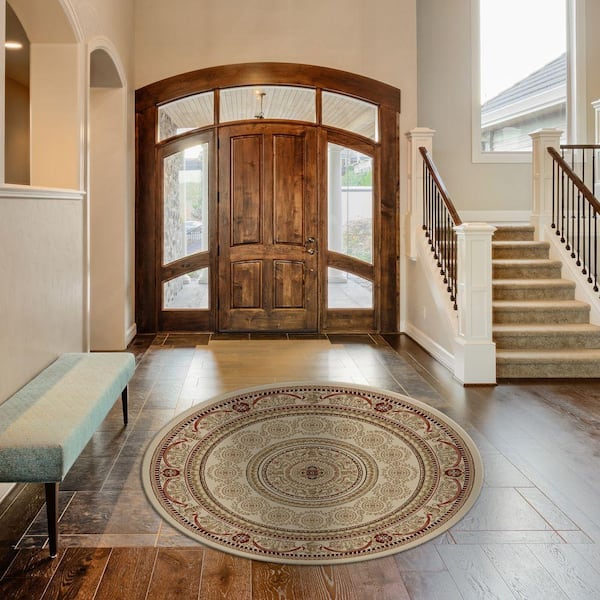 Jewel Aubusson Ivory 5 ft. Round Area Rug