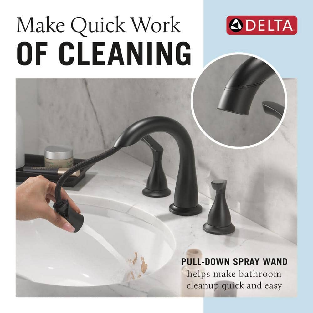Matte Black High Arc Double Handle Bathroom Faucet