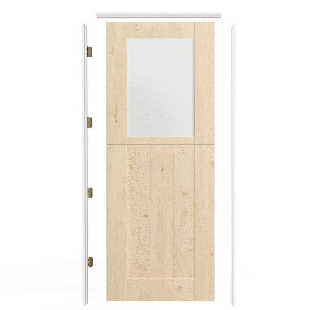 32 in. x 80 in. Universal Half-Lite Frosted Glass Pine Wood Interior Dutch Door, Split Door Slab with Split Jamb, Hinge price history on PriceWatchPro