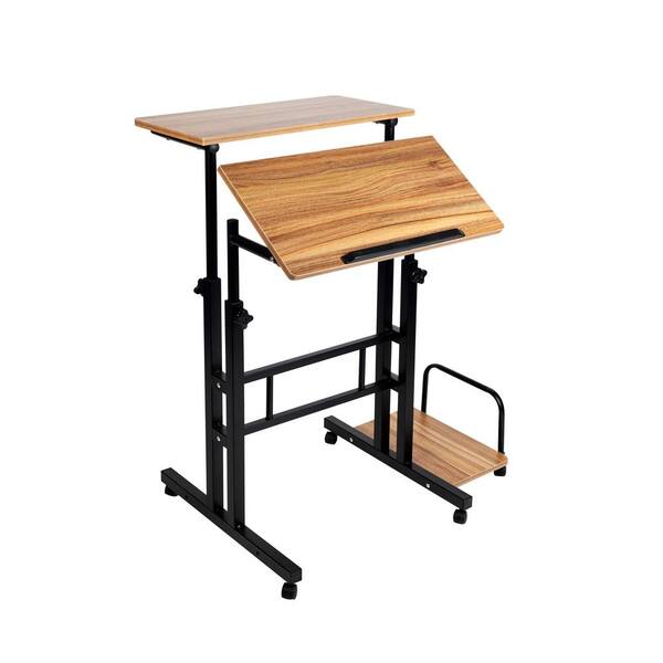 Mind Reader 28 in. Rectangular Oak Standing Desk with Adjustable Height ...