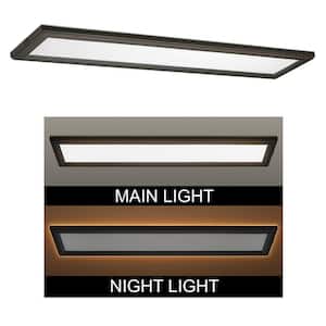 48 in. x 10 in. Low Profile Oil Rubbed Bronze LED Flush Mount Ceiling Light with Night Light Feature Adjustable CCT