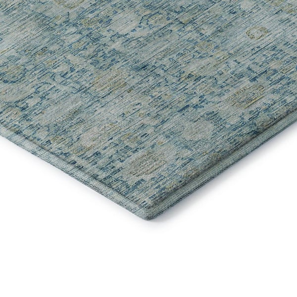 Mayfield Premium Machine Washable Abstract AMF1774 Blue 3 ft. x 5 ft. Area Rug