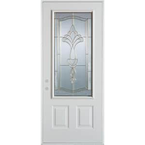32 in. x 80 in. Traditional Patina 3/4 Lite 2-Panel Painted White Right-Hand Inswing Steel Prehung Front Door