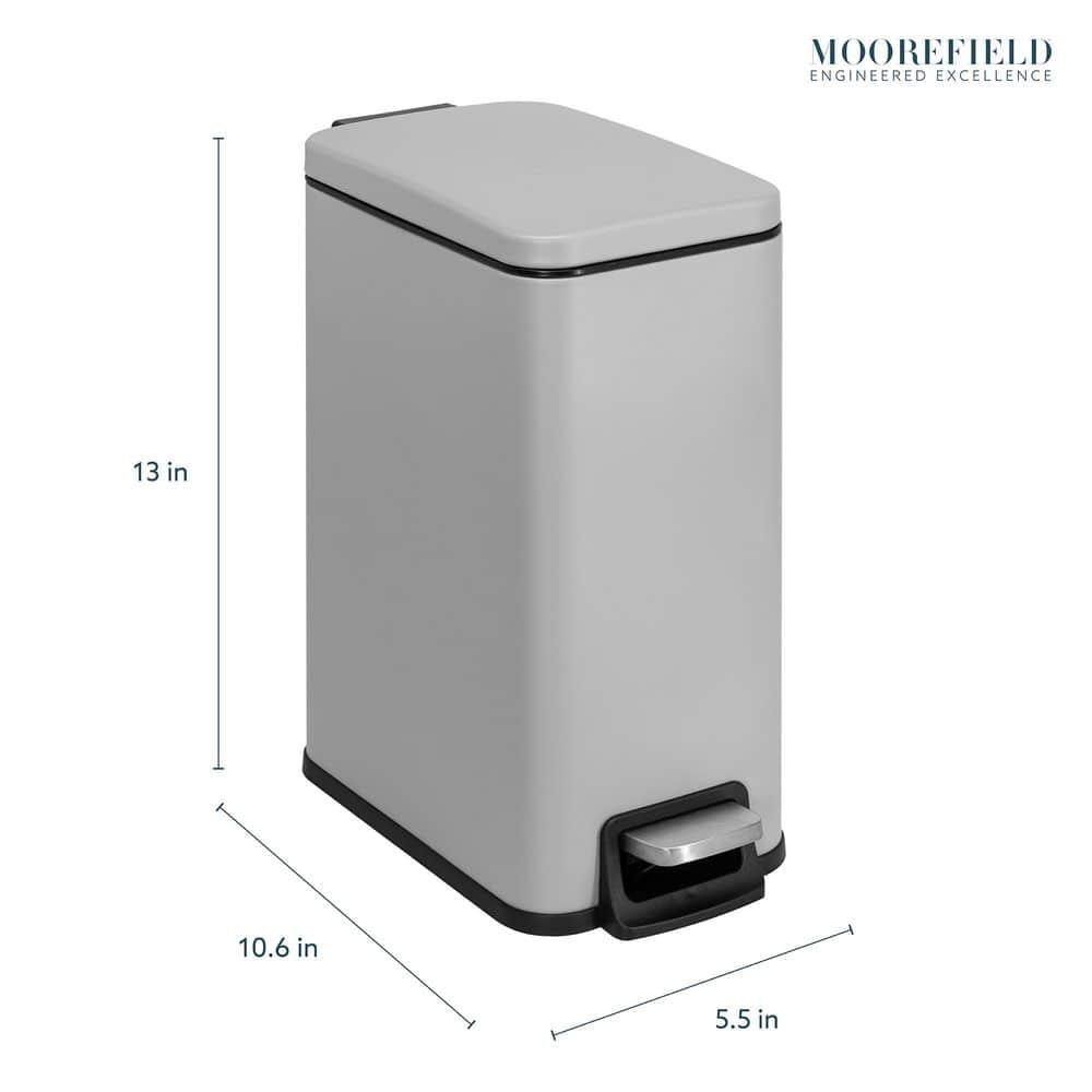Matte Gray Stainless Steel 1.6 Gal Pedal Bathroom Trash Can
