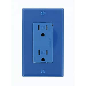 Decora Plus 15 Amp 125 V Surge Protective Tamper Resistant Duplex Outlet/Receptacle, Blue (1-Pack) T5280-B