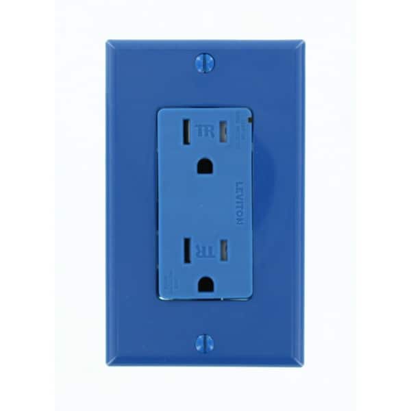 Decora Plus 15 Amp 125 V Surge Protective Tamper Resistant Duplex Outlet/Receptacle, Blue (1-Pack) T5280-B