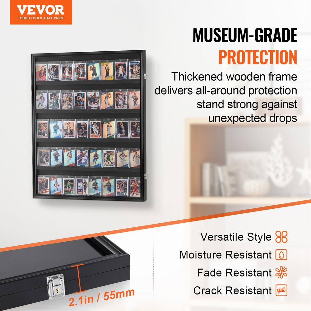Matte Black Lockable Wall Mounted Sports Card Display Case