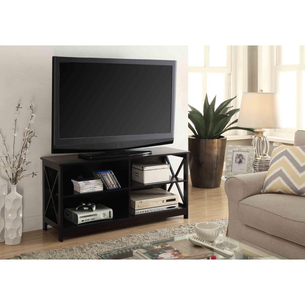 Oxford Black 48" MDF TV Stand with Shelves