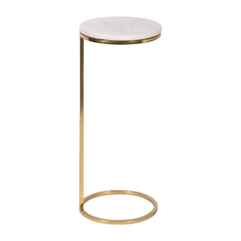 10 in. White Circle Marble Accent Table - thumbnail 6