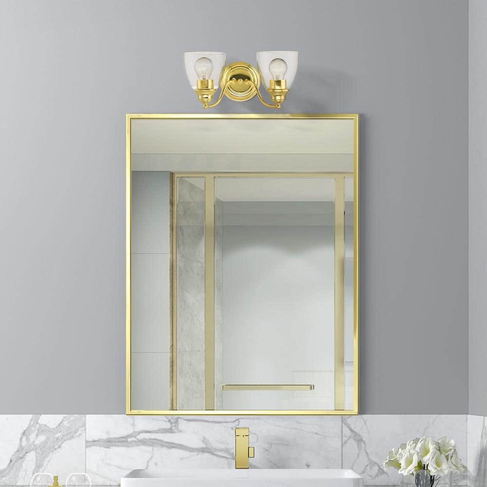 Montgomery Polished Brass 2-Light Vanity Sconce with Hand-Blown Glass