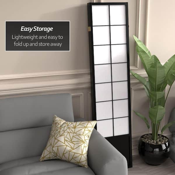 Red Lantern 6 ft. Black 3-Panel Room Divider ZEN-BLK-3P - The Home